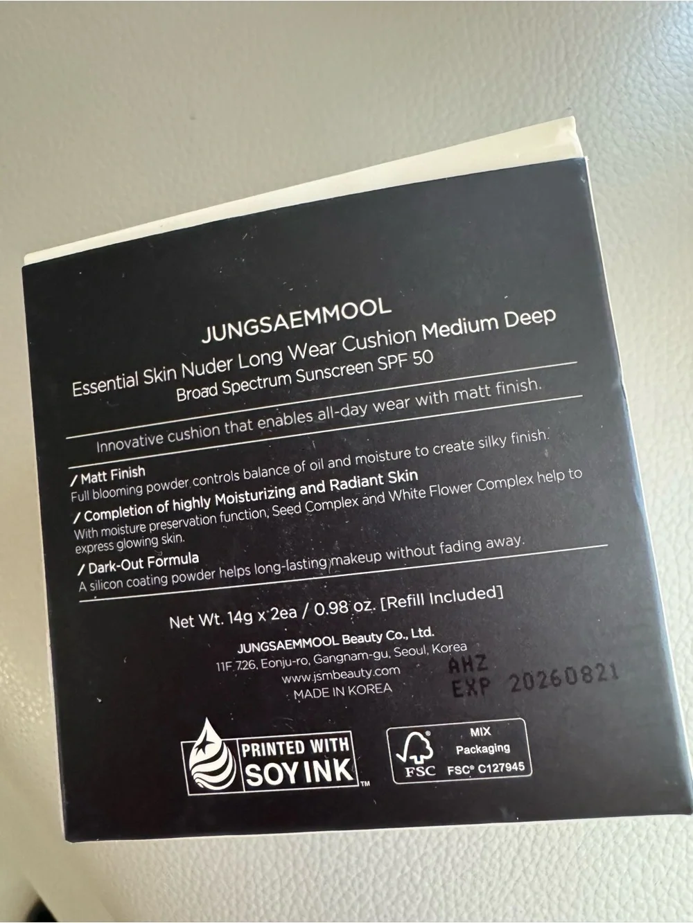Jung Saem Mool Essential Skin Nuder Long Wear Cushion - Black Packaging $64